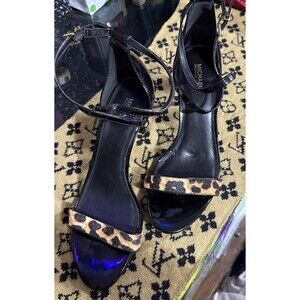 Michael Kors Patent Leather Leopard Toe Strap Stiletto Heels Women’s 9M